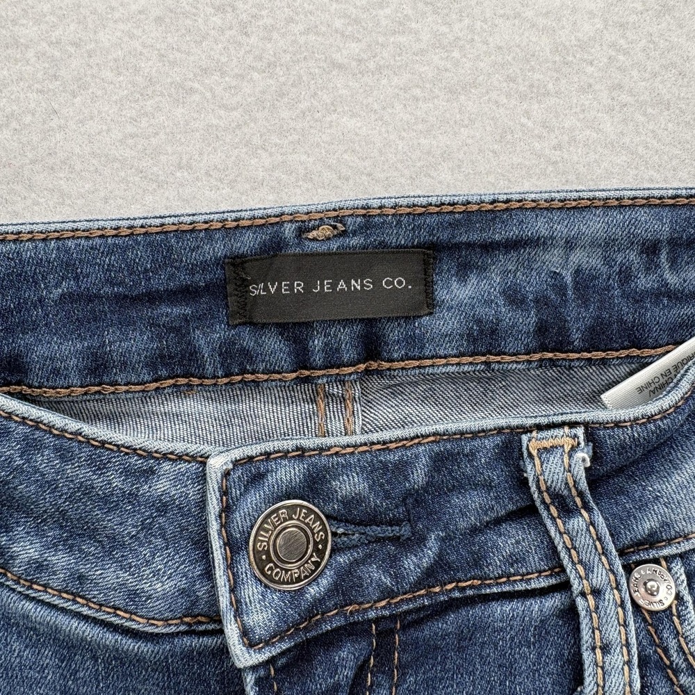 Silver Jeans Suki Slim Womens 30x27 Blue Mid Rise Distressed Stretch Denim Y2K - Picture 4 of 13